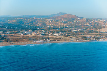 Fototapeta na wymiar Crete island in Greece, vacation and holidays concept. Aerial view 