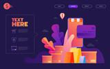 Shopping online on mobile app. Vector illustration.