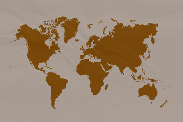 Fototapeta na wymiar brown map of the world on paper