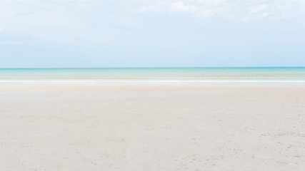 Beautiful beach clear sea and sand with free space. ( Panorama Ratio )