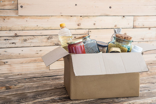 Donation Box Of Food For The Victims