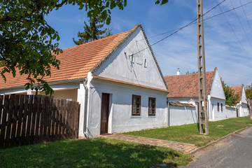 Traditional Swabian houses in Magyarpolany, Hungary.