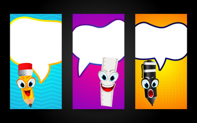 Welcome back to the school picture brochure collection with school items and elements