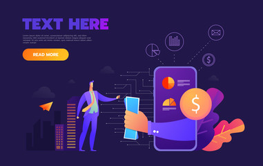 Business mobile application vector isometric illustrations