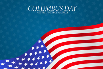 Columbus Day background. USA National holiday concept. Realistic United States of America flag with stripes and stars. Vector illustration.