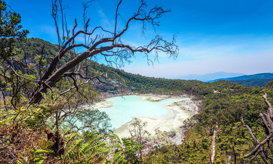 Kawah Putih crater lake, Bandung Indonesia. Taken from Sunan Ibu, Rancabali Ciwidey West Java Indonesia.
