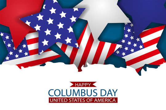 Happy Columbus Day design concept. USA national holiday background wallpaper. Cover for advertisement, shopping promotion. Vector illustration.
