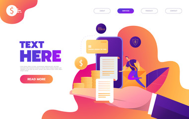 Business mobile application vector isometric illustrations