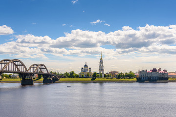 Fototapeta premium Cityscape of the ancient town of Rybinsk in Russia.