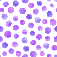 Pattern circles lilac color watercolor drawing.