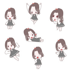 Happy cute girl character with smile happy face