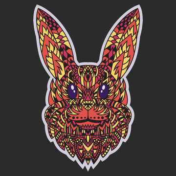 Abstract Colorful Zentangle Art Rabbit Illustration Cartoon Concept Vector. Suitable For Logo, Wallpaper, Banner, Background, Card, Book Illustration, T-Shirt Design, Sticker, Cover, etc