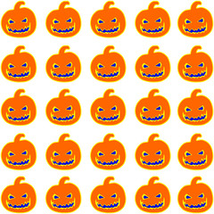 Seamless halloween pumpkin pattern. White background. Halloween pattern for cards, wrapping paper, decoration and web.