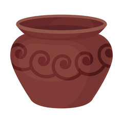 Wide clay pot. Vector illustration on a white background.