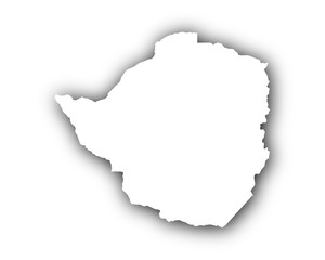 Karte von Simbabwe mit Schatten