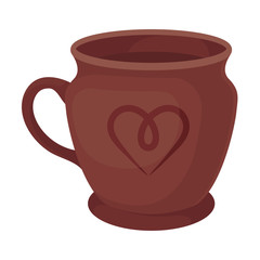 Clay mug with a handle. Vector illustration on a white background.