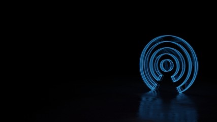 3d glowing wireframe symbol of symbol of connection isolated on black background