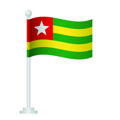 Togo  flag. National flag of Togo on pole vector 