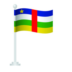 Central African Republic flag. National flag of Central African Republic on pole vector 