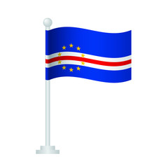 Cape Verde flag. National flag of Cape Verde on pole vector 