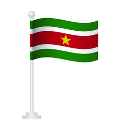 Suriname  flag. National flag of Suriname   on pole vector 