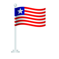 Liberia  flag. National flag of Liberia on pole vector 