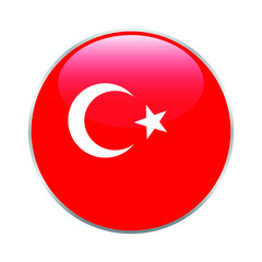 Obraz premium Turkey round flag . closy flag of Turkey - vector button. 