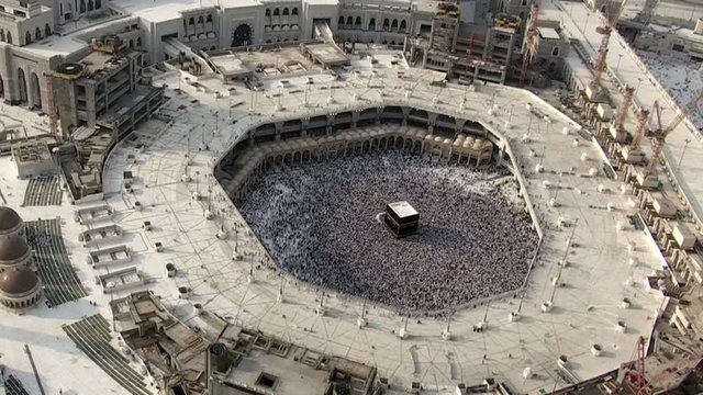 MECCA, SAUDI ARABIA,  September 2019 - Muslim pilgrims from all over the world gathered to perform Umrah or Hajj at the Haram Mosque in Mecca, Saudi Arabia, days of Hajj or Omrah