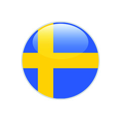 Sweden round flag . closy flag of Sweden - vector button. 