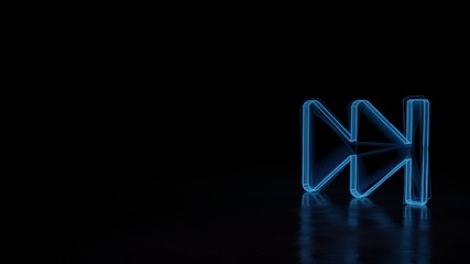 Fototapeta premium 3d glowing wireframe symbol of symbol of fast forward isolated on black background