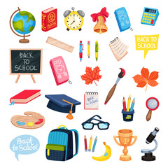 School supplies set. Vector illustration on a white background.