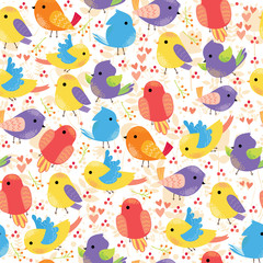 vector seamless pattern with cute colorful birds. used for wallpaper, background, packaging, fabrics, websites, papers