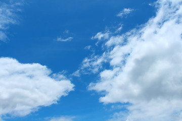 Blue sky and white clouds beautiful in the summer.