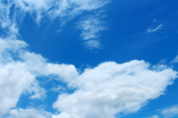 Blue sky and white clouds beautiful in the summer.