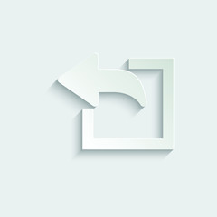 export arrow, forward icon, share or exit icon.  paper icon  with shadow 