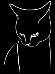 Abstract cat black stencil