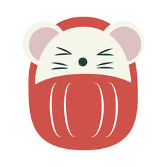 年賀状素材:ねずみさんダルマ03