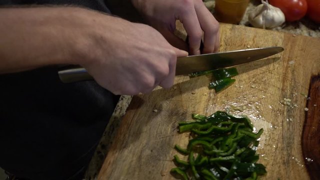 Chopping Bell Peppers in Slow Motion.