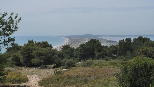 Sete coastline mediterranean sea view panoramic Cap d'Agde in background