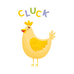 Cartoon chicken. Vector illustration on a white background.