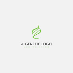abstract logo designs with initial E and genetic symbol