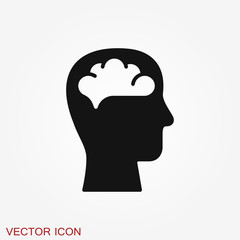 Brain vector icon. Simple illustration isolated on background