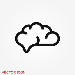 Brain vector icon. Simple illustration isolated on background