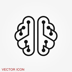 Brain vector icon. Simple illustration isolated on background