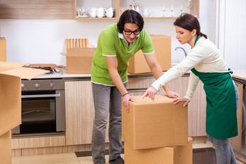 Mother and son moving to new flat