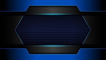 Abstract dark blue overlapping layers background with light technology concept. Vector design template for use element cover, banner, brochure, card, corporate, advertising, website © Majri