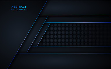 Abstract dark blue overlapping layers background with light technology concept. Vector design template for use element cover, banner, brochure, card, corporate, advertising, website