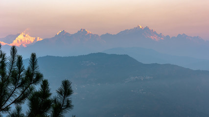 A view of Snow clad Kangchenjunga, also spelled Kanchenjunga, is the third highest mountain in the world. It lies between Nepal and Sikkim, India,   © ABIR