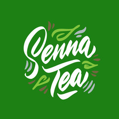 Senna tea hand drawn illustration. Template for card banner and poster for restaurant menu and package. Vector illustration