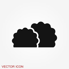Bushes icon, vector silhouette isolated on backgorund.